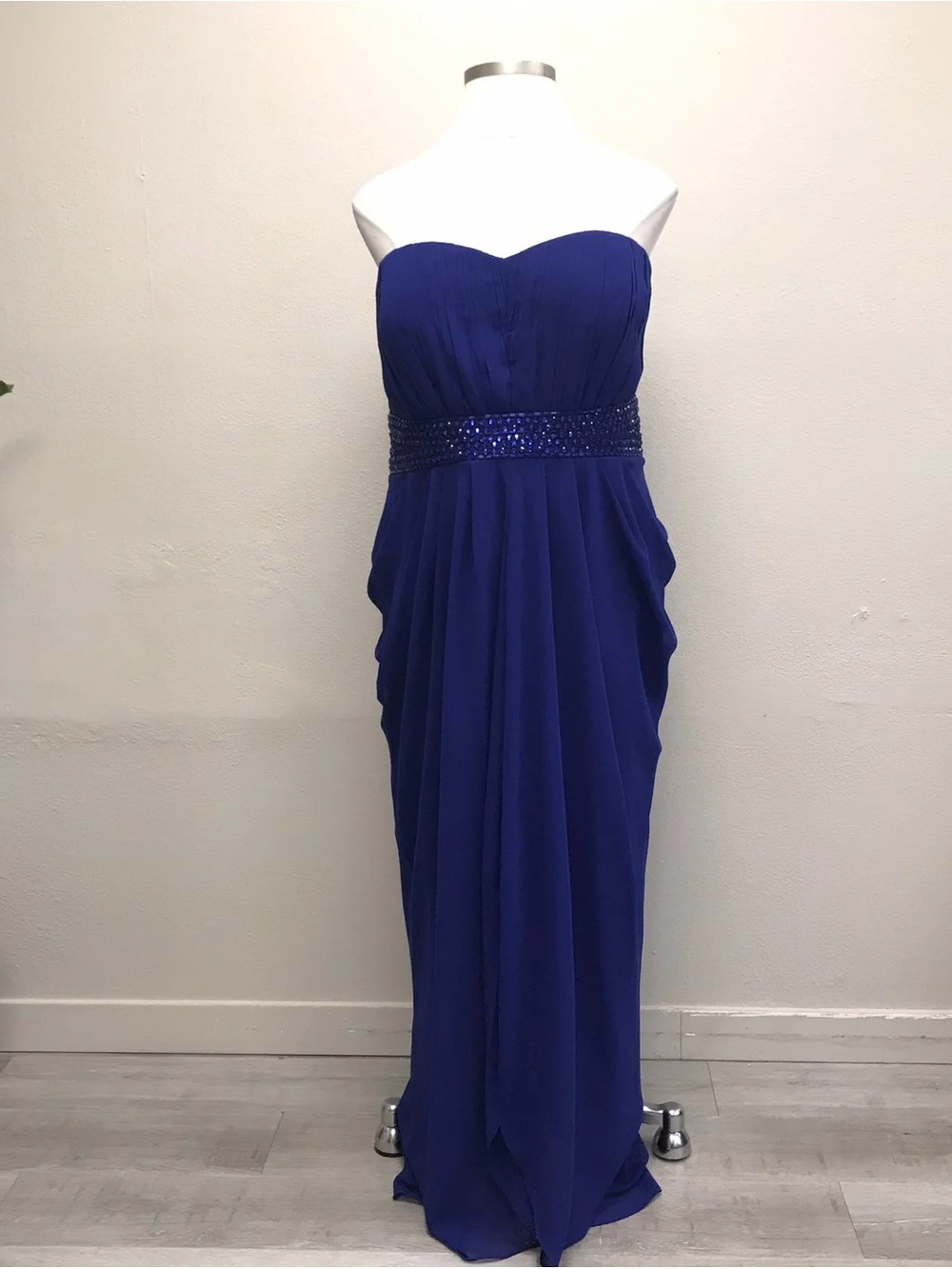 City Chic Blue Strapless Beaded Maxi Dress - Size 22